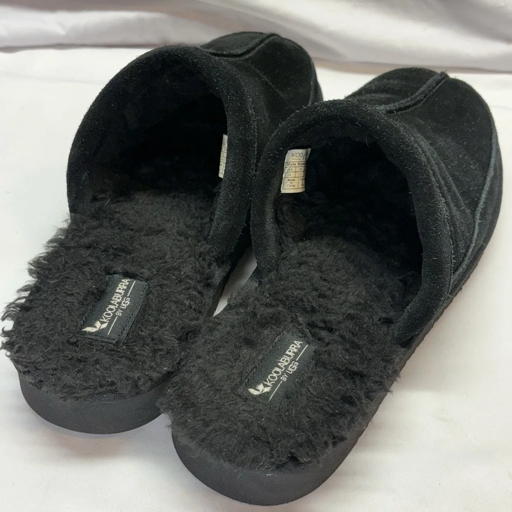 Koolaburra by Ugg Slippers Mens 14 Bordon Moccasin Black Shearling Suede 1105891